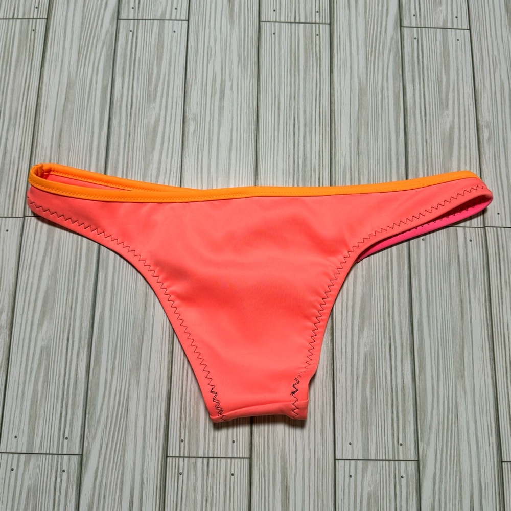 NEW Victoria’s Secret Swim Bikini Set Neoprene Orange Pink 36DD Sporty Zip - Picture 7 of 8